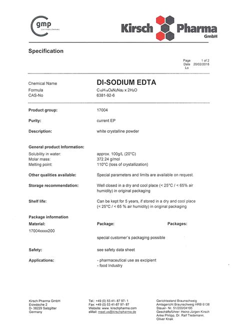 Купить оптом ЭДТА фарм качества - динатриевая соль 2-водная