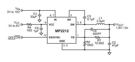 MP2212 | Converters | 16V, 3A, 600kHz Synchronous Step-Down Converter ...
