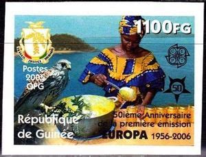 Stamp Cook Falcon And Lake Guinea 50th Anniversary Of The First