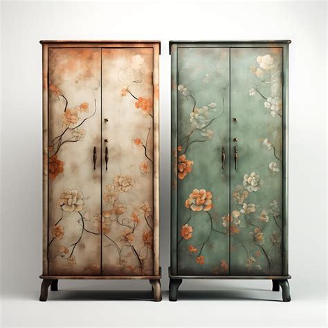 Premium Photo | Isolated of Wardrobe Armoire With Hand Painted Motifs ...