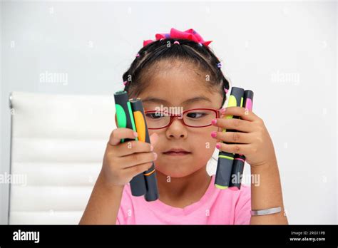 Year Old Brunette Latina Girl With Autism Spectrum Disorder Asd Like Asperger Rett And Heller