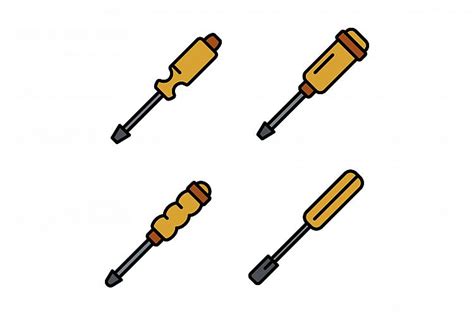 Screwdriver Icons Vector Flat