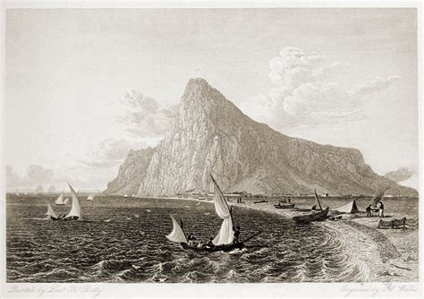 The Rock Of Gibraltar Seen From The Mediterranean Shore Of The Isthmus