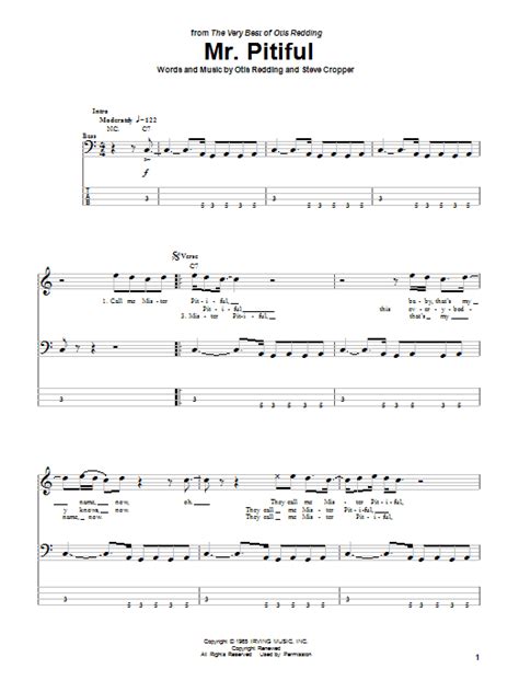 Mr Pitiful By Otis Redding Bass Tab Guitar Instructor