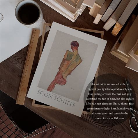 Egon Schiele Male Nude Back View Antique Portrait Of A Man Sketch Painting Vintage Homoerotic