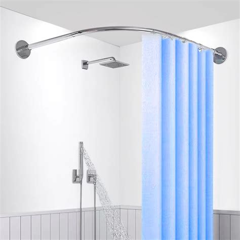 Protalwell Corner Shower Curtain Rod, L Shaped Shower Curtain Rod