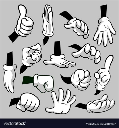 cartoon hands  gloves icon set isolated vector image