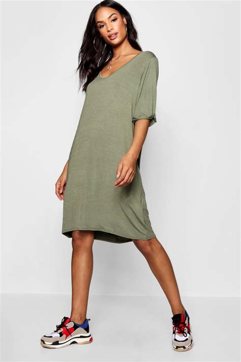 Boohoo Womens Tall Leanne Turn Cuff Oversized T Shirt Dress Ebay
