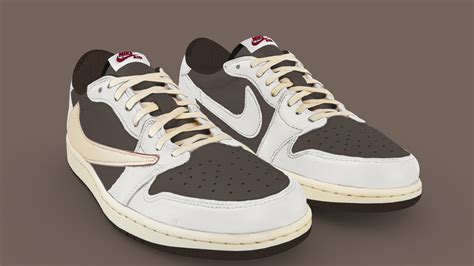 Travis Scott X Air Jordan 1 Low White Download Free 3d Model By