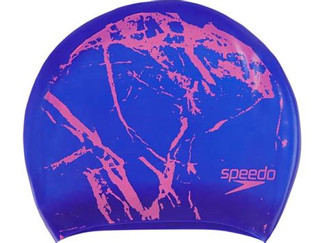 Speedo Long Hair Printed Silikon Badekappe Violet Ecstatic