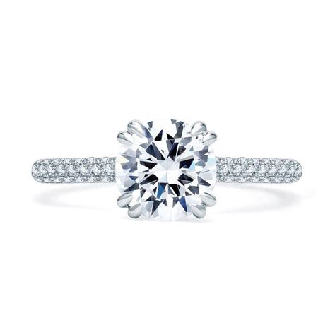 Quilted Pave Round Diamond Center Engagement Ring Semi Mount