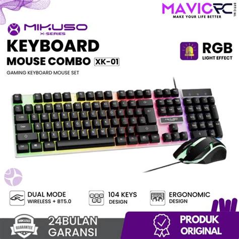 promo mikuso xk  wired keyboard mouse gaming set rgb backlight