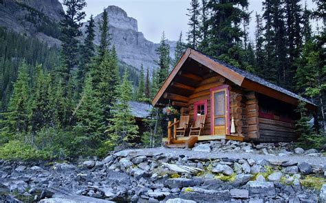 Download Mountain Forest Log Cabin Wallpaper | Wallpapers.com