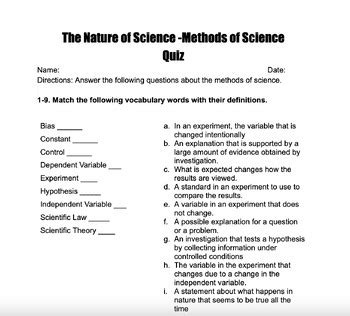 scientific method quiz  grace patterson tpt