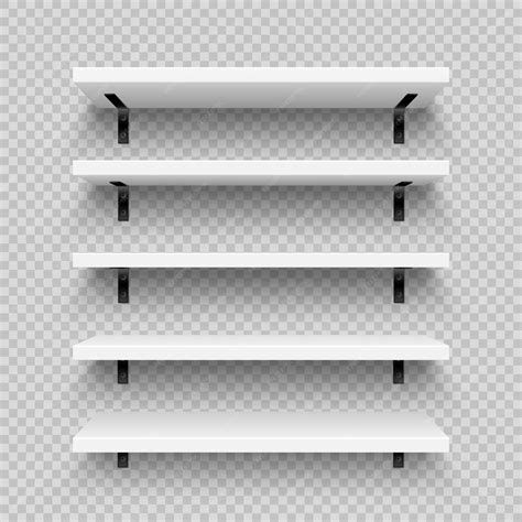 Prateleiras de loja brancas realistas com montagem na parede prateleira