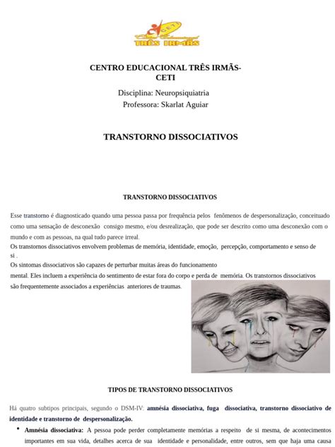O Que É Transtorno Dissociativo - Transtornos Dissociativos: Tipos e Tratamento | PDF | Dissociação ...