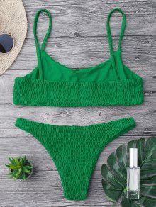Smocked Bikini Top And Bottoms In DEEP GREEN ZAFUL 2025