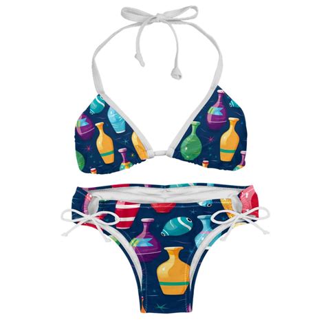 Bowling Detachable Sponge Adjustable Strap Bikini Set Two Pack Swim