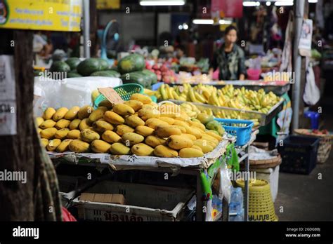 Thai Market Fruit And Grill Stock Photo Alamy