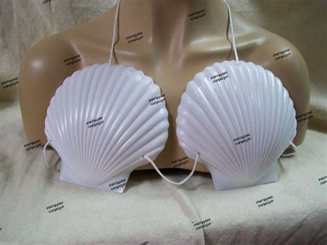 White SeaShell Bra Sea Shell Bikini Top Hawaiian Luau Island Hula