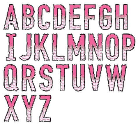 Breast Cancer Awareness Alphabet Letters Png Files Alpha Doodle Letters