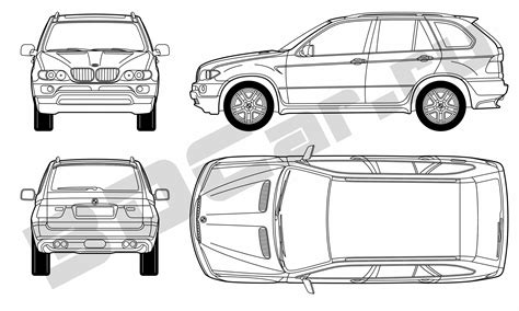 Чертежи BMW X5 E53 (2003) - 3DCar.ru