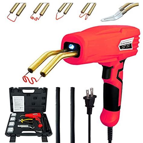 Allturn W Hot Stapler Upgraded Car Bumper Repair Kit With Plier Knife Staples Red