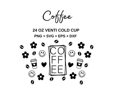 Coffee Svg 24oz Venti Cold Cup Svg Cold Cup Wrap Svg Files Etsy