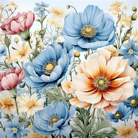 Premium Ai Image Summer Flower Pattern Photo