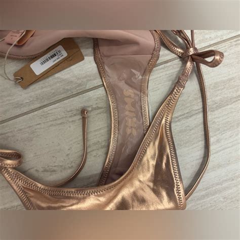 SKIMS Swim Skims Metallic Champagne Swim Triangle Bikini Size S Nwt