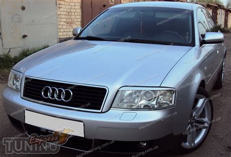 Реснички на фары Ауди А6 С5 (накладки Audi A6 C5 на передние фары) Aom ...