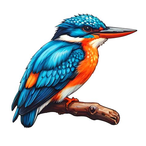 Kingfisher Bird Illustration Bird On Branch Bird On Branch Bird On