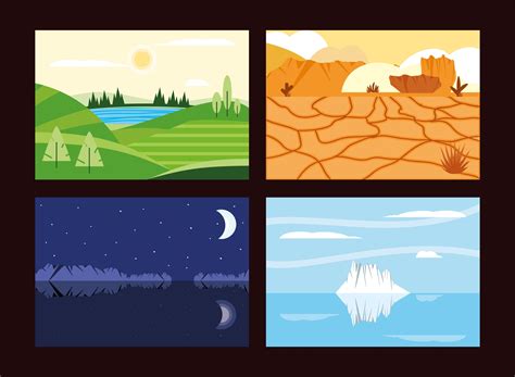 landscapes different climates 2594108 Vector Art at Vecteezy