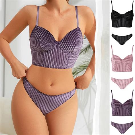 Ladymate ODM OEM Conjunto De Lingerie Listrado Veludo Para Mujer Women