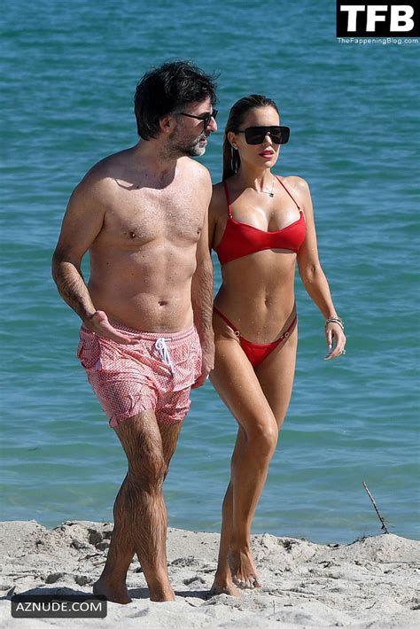 Sylvie Meis Sexy Wears A Hot Red Bikini At The Beach With Her Husband Niclas Castello In Miami