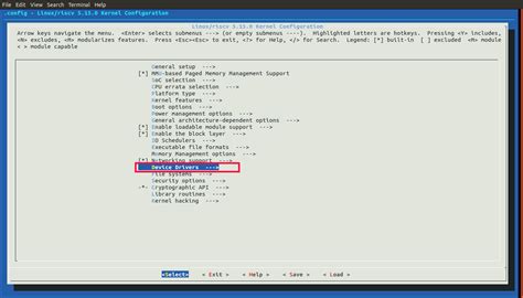 kernel menu configuration