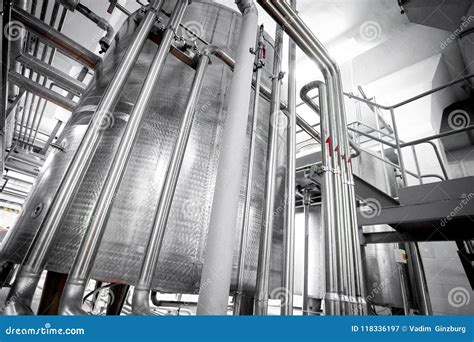 Factory Silver Pipes In Milf Factory Stock Image Image Of Container Inside 118336197