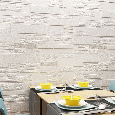 Off White Faux Bricks Stones D Wall Panel Peel And Stick Wall