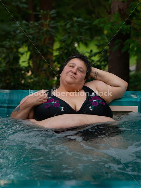 Fat Positive Stock Photo Relaxing In Hot Tub Body Liberation Photos Stock
