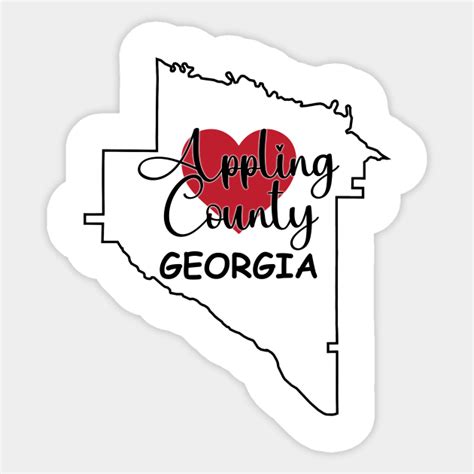 Appling County Georgia Heart In County Outline Design Appling County