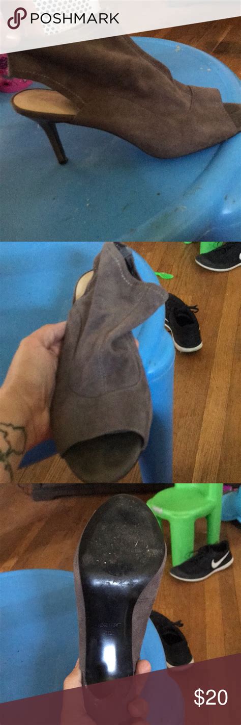Gray Suede Peep Toe Booties By Nine West