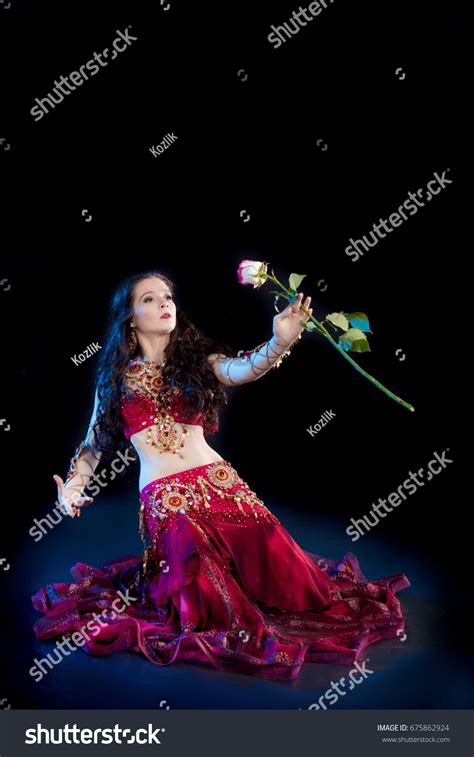 Dancer Brunette Girl Long Hair Red Stock Photo 675862924 Shutterstock