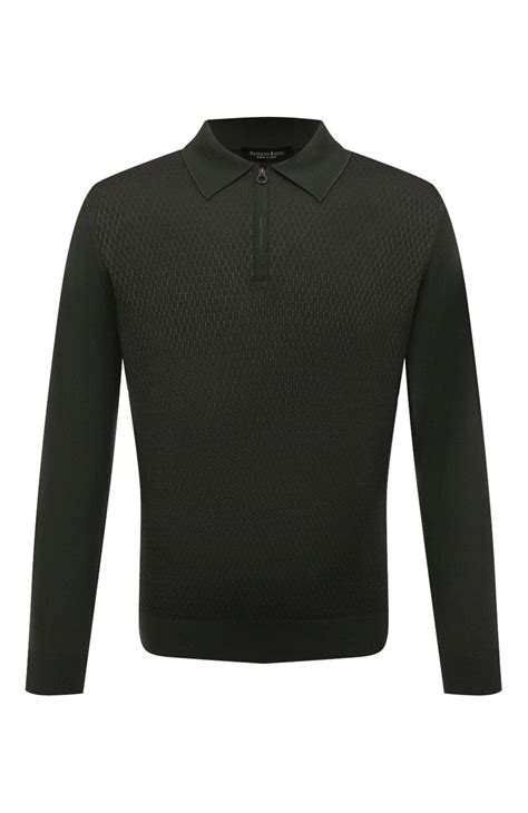 Мужское темно-зеленое поло из шерсти и шелка STEFANO RICCI купить в ...