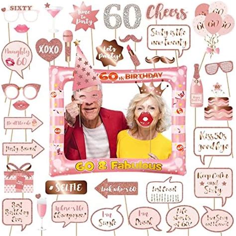 Aibaoaboa 60th Birthday Inflatable Selfie Frame And Photo Booth Props