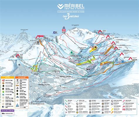 Meribel piste map and Three Valleys piste maps