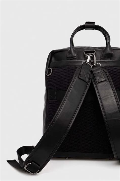 Aeronautica Militare plecak skórzany męski kolor czarny duży gładki ...