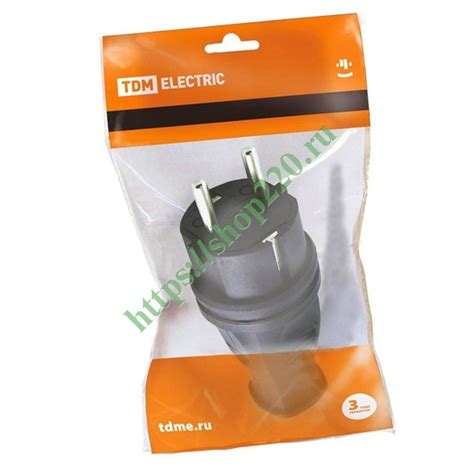 Вилка прямая каучук 2Р+РЕ 16А 250В IP44 TDM SQ0612-0001 - купить по ...