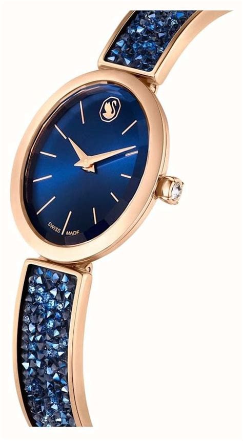 swarovski crystal rock mm blue dial blue crystal rose gold pvd