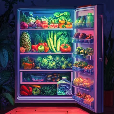 Refrigerador Lleno De Frutas Y Verduras Frescas Concepto De Alimentos