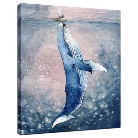 watercolor whale canvas art  donte galiano blog